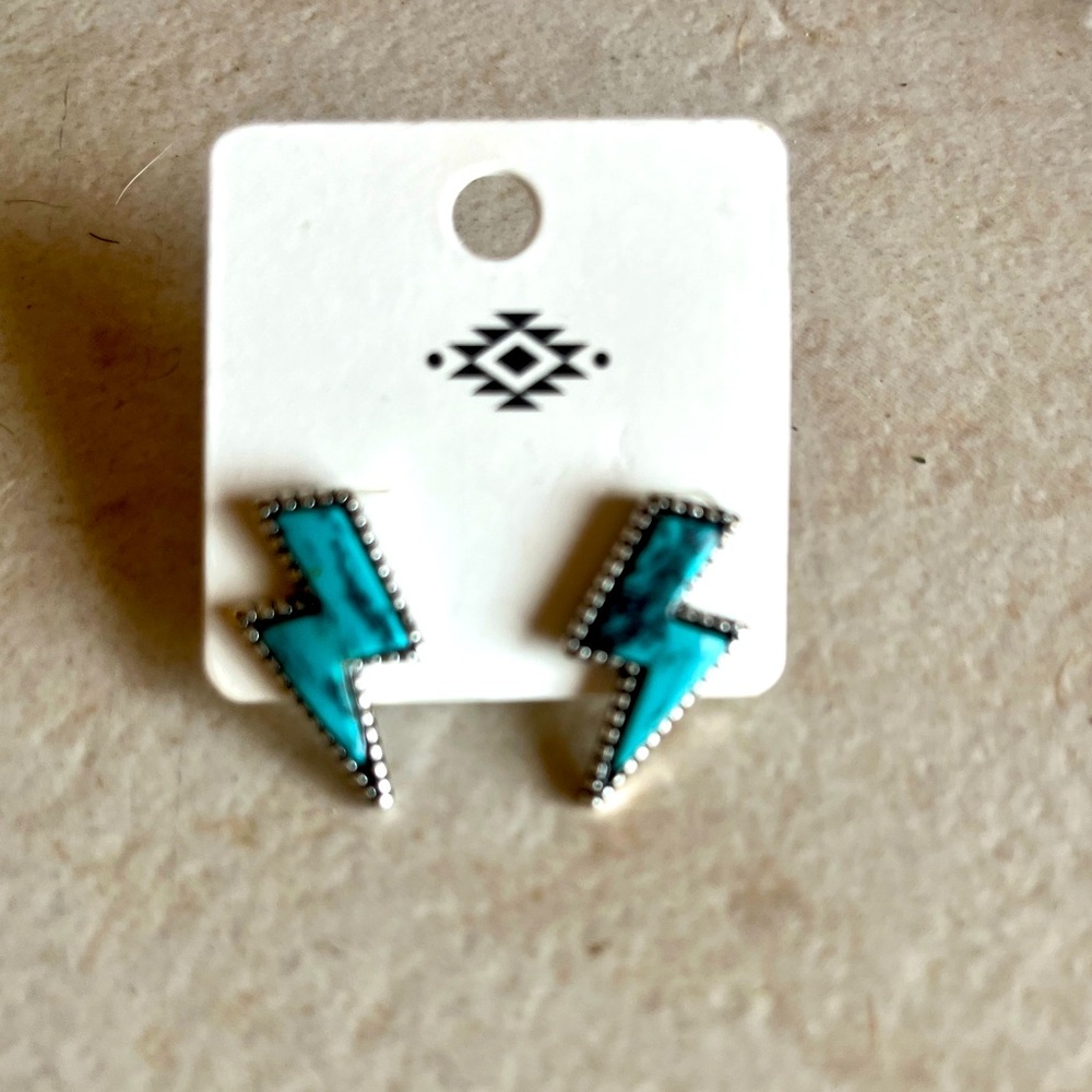 Lightning bolt western earrings